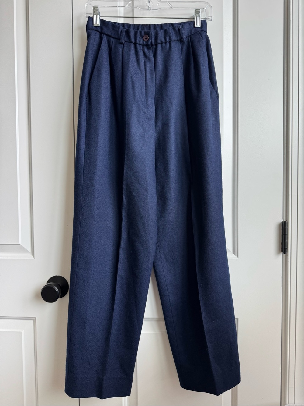 Vintage Pendleton 100% Virgin Wool Pleated Trousers Navy Blue Sz 8